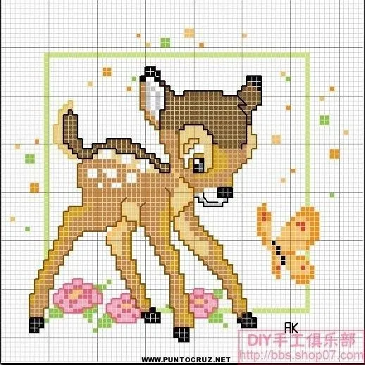 Bambi | Punto de cruz - Colección de patrones punto de cruz gratis.
