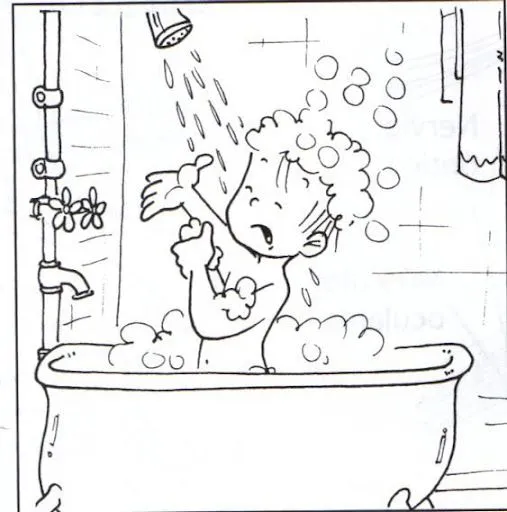 Dibujo para colorear niño bañandose ducha - Imagui