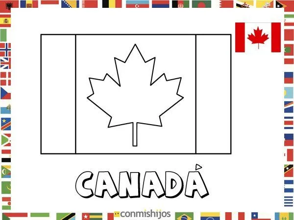 Bandera de Canadá. Dibujos de banderas para pintar