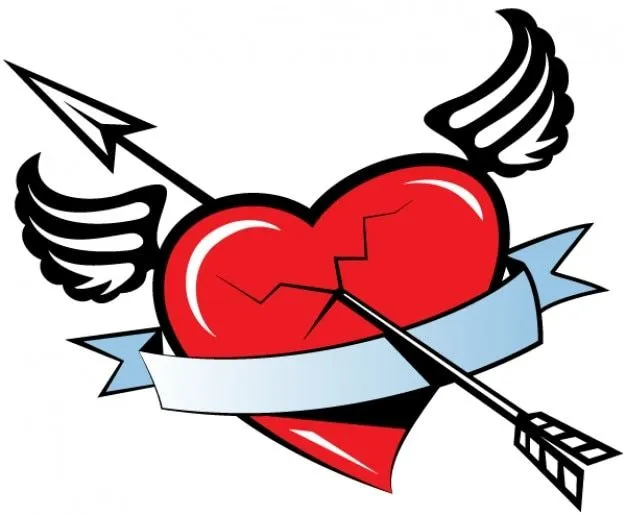 bandera roja del corazón con alas con la flecha de vectores gratis ...