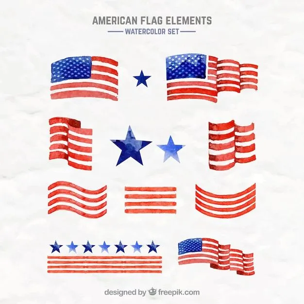 Banderas americanas de acuarela | Descargar Vectores gratis