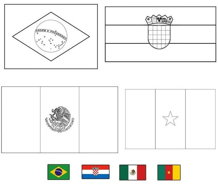 Banderas del mundial de fútbol Brasil 2014 para colorear | Futbol