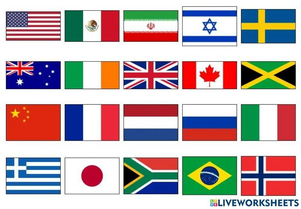 Banderas del mundo interactive worksheet | Live Worksheets