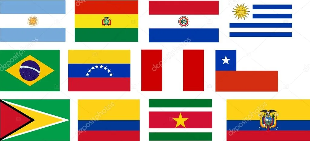 Banderas de todos los países de América del sur — Foto stock ...