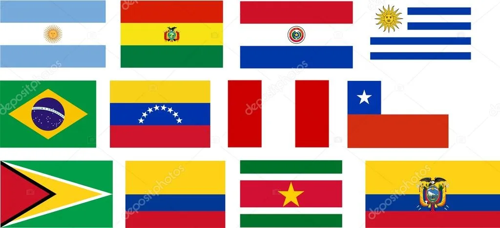 Banderas de todos los países de América del sur — Foto stock ... Banderas de todos los países de América del sur — Foto stock ...