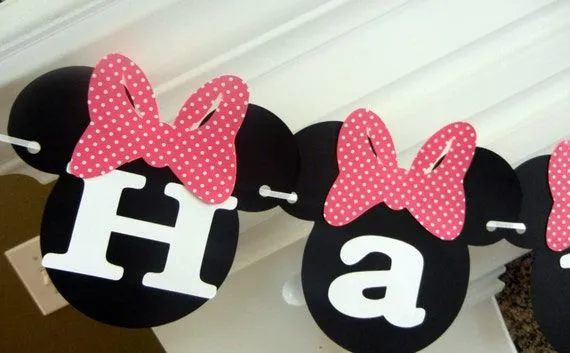 Items similar to Banner de feliz cumpleaños Minnie Mouse, Minnie ...