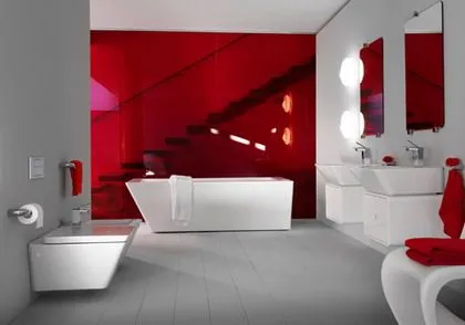 Un baño en color rojo - DecoActual.com