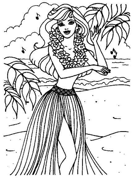 BARBIE HAWAIANA DIBUJOS PARA COLOREAR PARA NIÑOS ~ Descargar ...