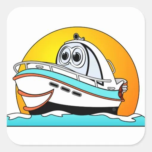 Barco de motor del Caribe del dibujo animado Pegatina Cuadrada ...