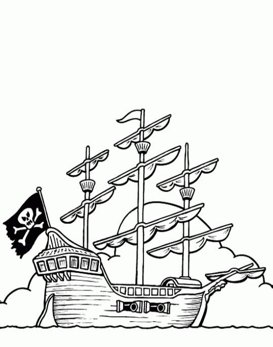 Dibujo de Barco pirata. Dibujo para colorear de Barco pirata ...