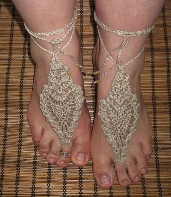 Barefoot Sandals Crochet Tropical Lady por StarryNightsPatterns