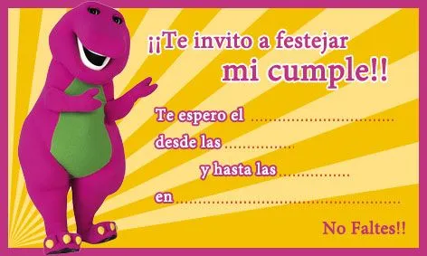 Barney - Invitaciones de cumpleaños para imprimir de Barney ...