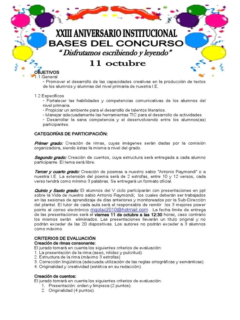Bases de Concurso | PDF | Rima | Comunicación