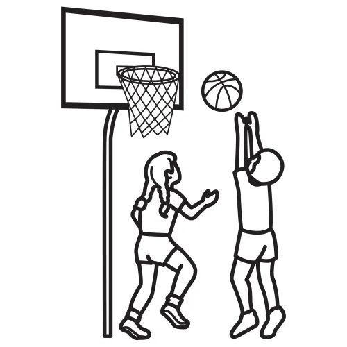 Pinto Dibujos: Niños jugando baloncesto para colorear