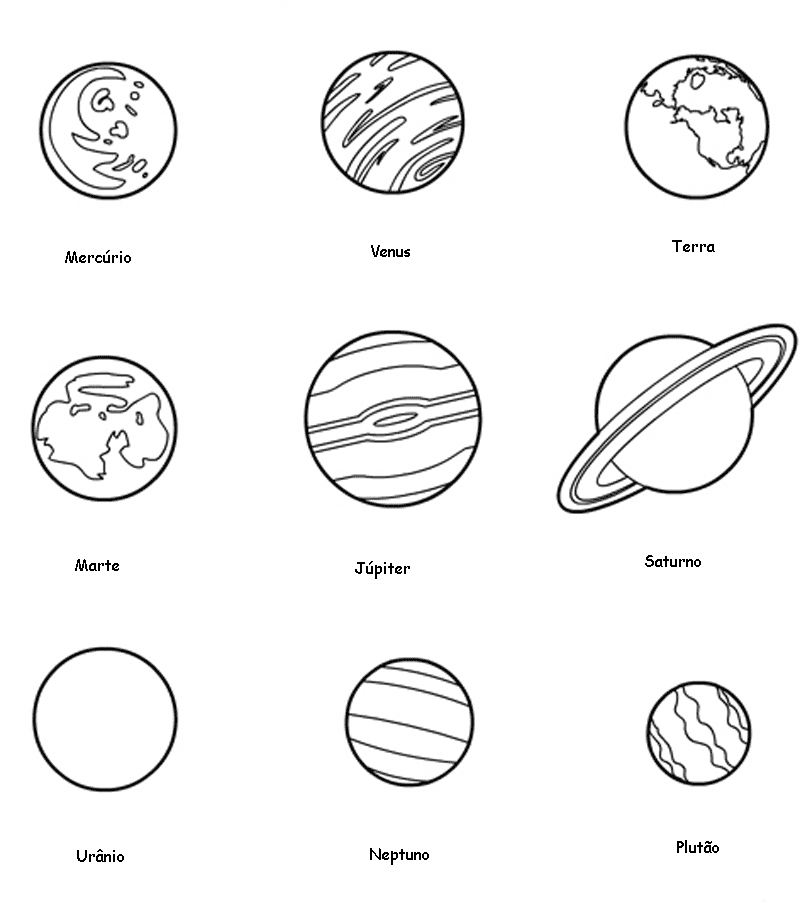 Baú da Web: Planetas desenhos para colorir