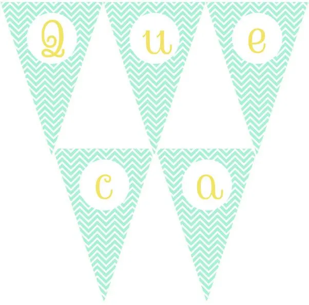 Imprimible gratis: Banderines de letras chevron mint | QuecaCoqueta