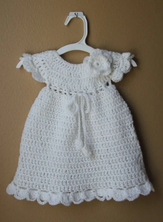 Bebé niña recién nacido tejido vestido de bautizo vestido bebé Bebé niña recién nacido tejido vestido de bautizo vestido bebé