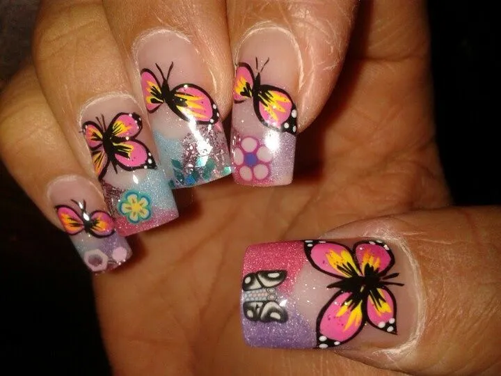 Pasion por las uñas on Pinterest | Acrylic Nails, Pink Flowers and ...