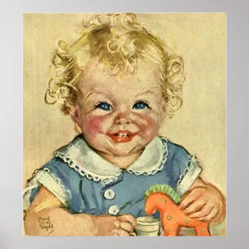 Bebé o chica escandinavo rubio lindo del vintage posters | Zazzle