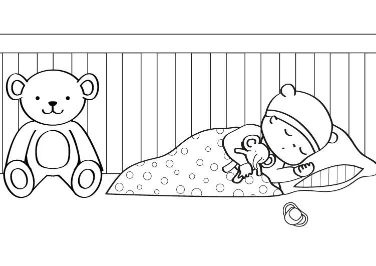 Bebé durmiendo: dibujo para colorear e imprimir