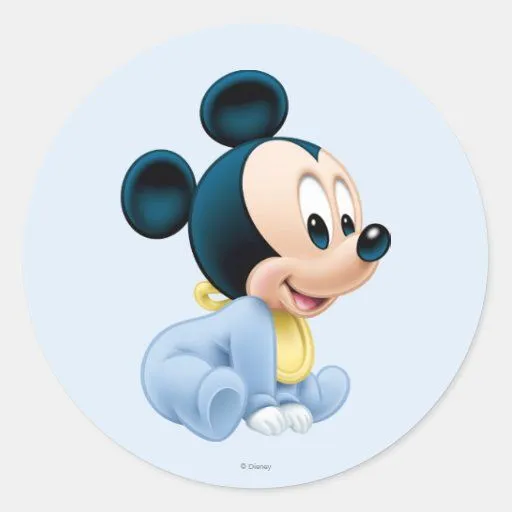 Bebé Mickey Mouse 2 Etiquetas Redondas | Zazzle