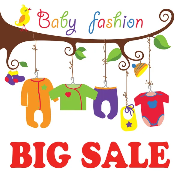 Bebé nacido ropa tendida sobre la venta de tree.big — Vector stock ...