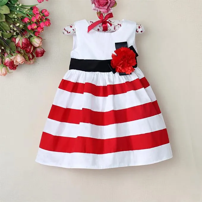 New Baby Girl Dresses Kids Red Rose Party Dress With Belt Girl's ...