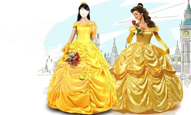 Belle traje de princesa de adultos belle vestuario la bella y la ...