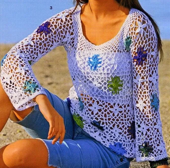 Bellísima blusa calada al crochet | Crochet y Dos agujas