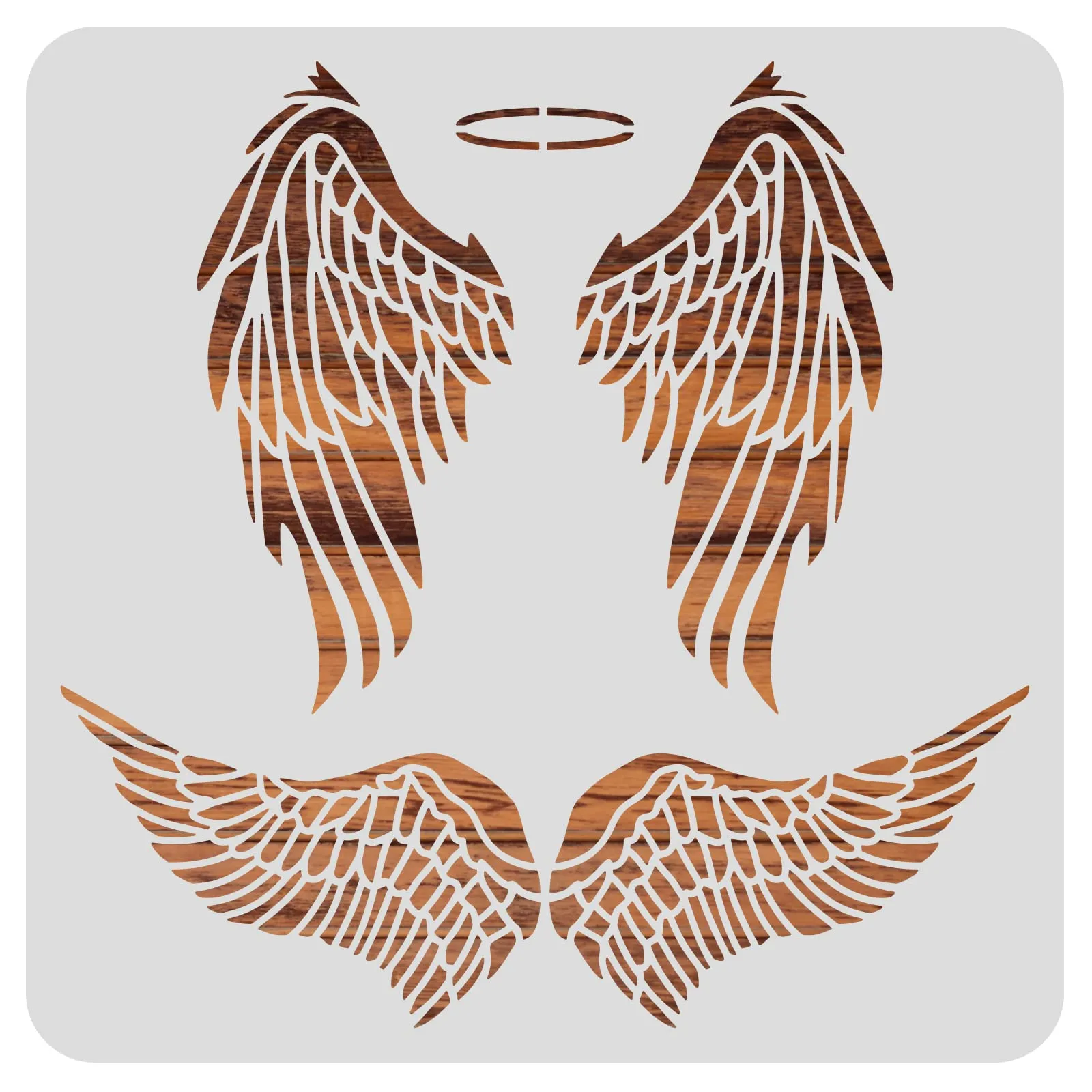 BENECREAT Plantillas de dibujo de alas de ángel, 12 x 12 pulgadas, 2 pares  de plantillas