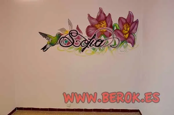 Berok Graffiti mural profesional en Barcelona: Mural para niña en ...