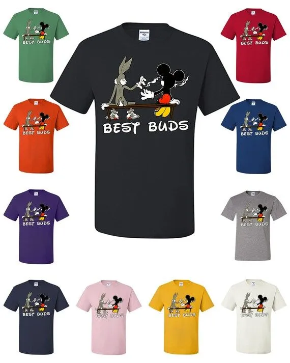 Best Buds Funny T-shirt Bugs Bunny and Mickey Mouse by TeeHunt