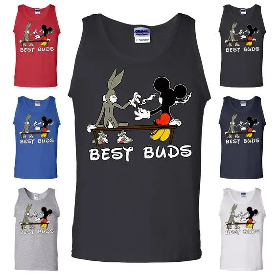 Best Buds Funny Tank Top Bugs Bunny and Mickey Mouse by TeeHunt