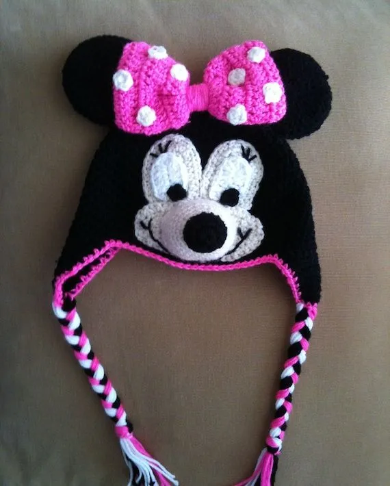 Best Patterns: Minnie Mouse Crochet Beanie Ear-flaps PDF Pattern