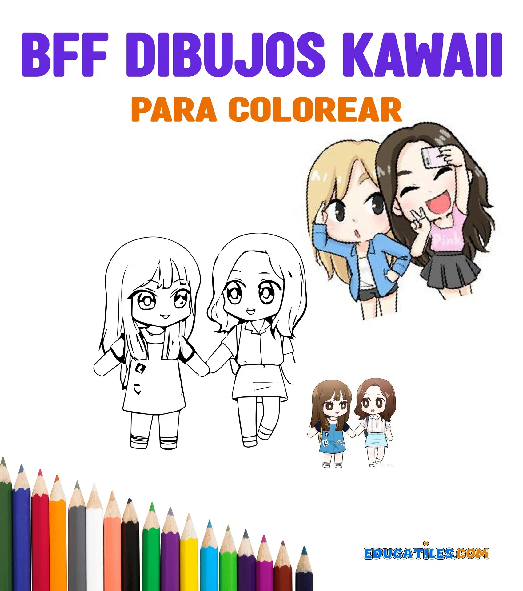 Bff Dibujos Kawaii para colorear - Cuentos cortos, Recursos de Educación,  Salud infantil, Nutrición pediátrica y Diversión para niños