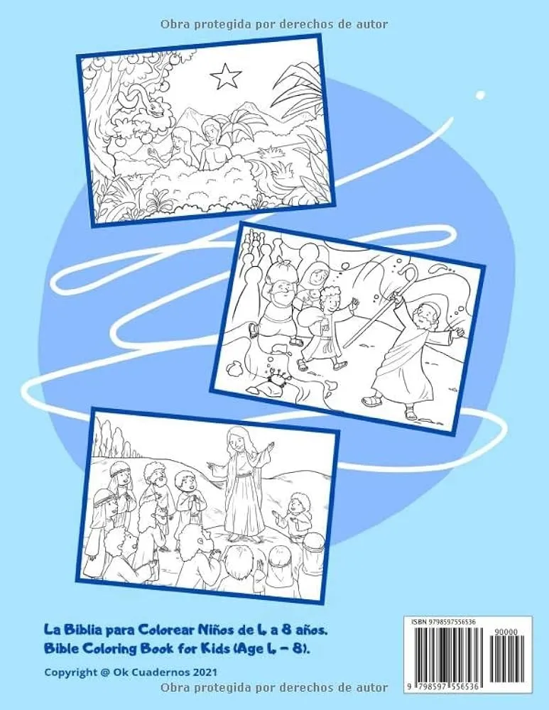 La Biblia para colorear (niños): 40 dibujos de la Biblia para colorear |  libro cristiano para niños y niñas de 4 a 8 años | láminas para colorear y  aprender la vida