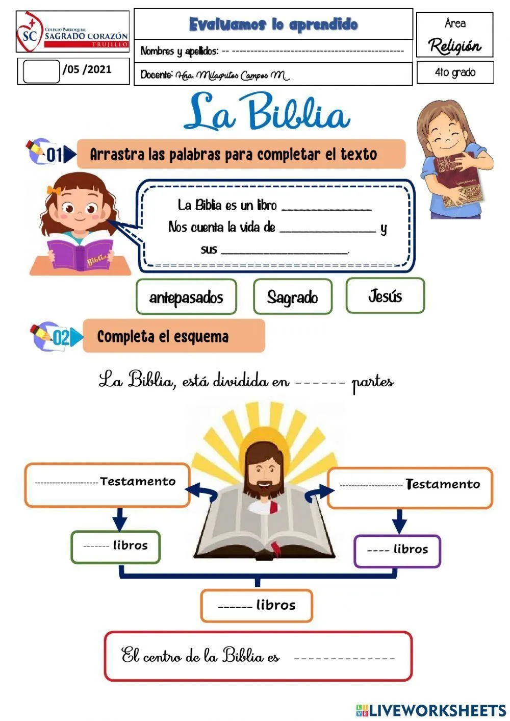 La Biblia exercise for Cuarto grado de primaria | Live Worksheets