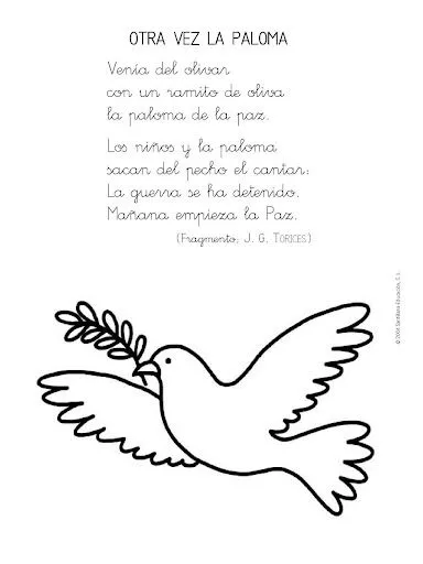 bibliotecadonalvaro: Poesías de la Paz para imprimir y colorear