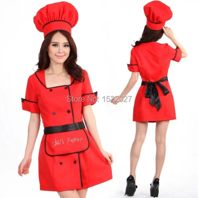Big Red delgada falda cosplay vestido de la chef mujer ropa para ...