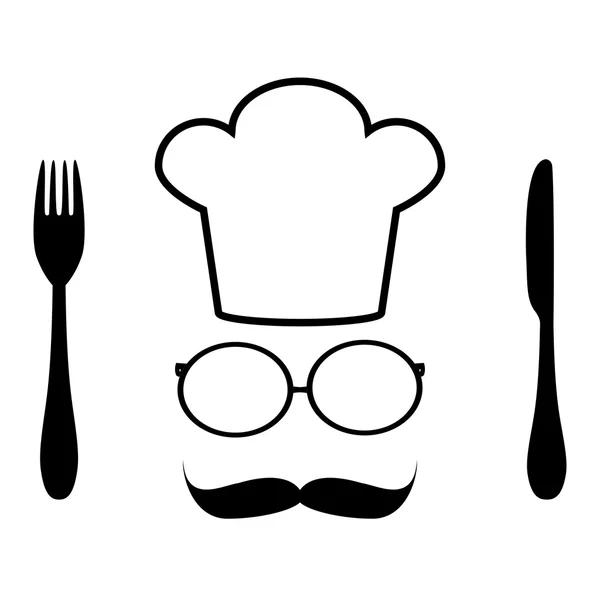 Bigote, gafas y gorro de chef — Vector stock © pavlentii #43766511