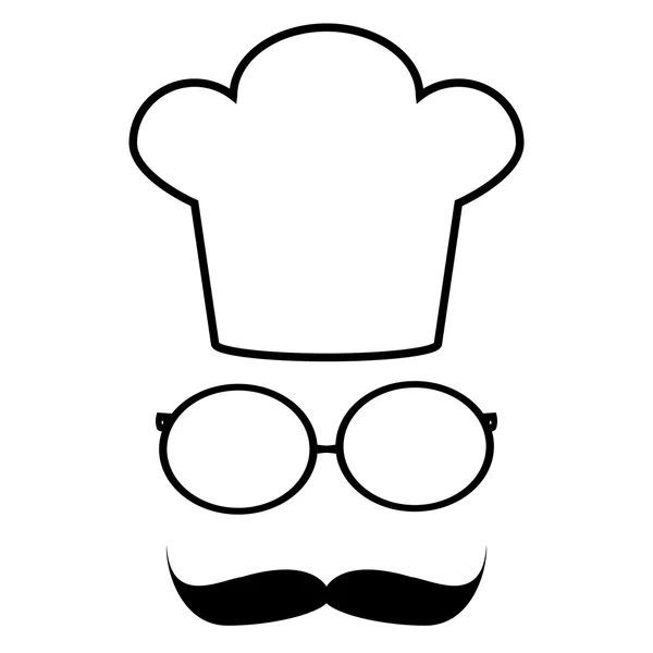 Bigote, gafas y gorro de chef — Vector stock © pavlentii #43753435