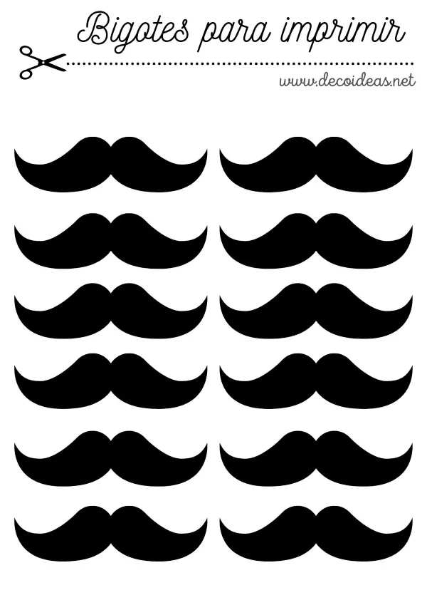 Bigotes para imprimir | Moldes de bigotes, Plantillas de bigote, Moldes de  corbatas