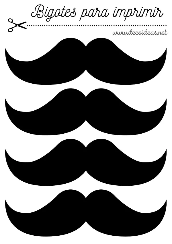 Bigotes para imprimir | Plantillas de bigote, Moldes de bigotes, Fiesta de  bigote