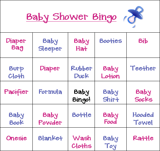 Baby Shower: Baby Shower bingo