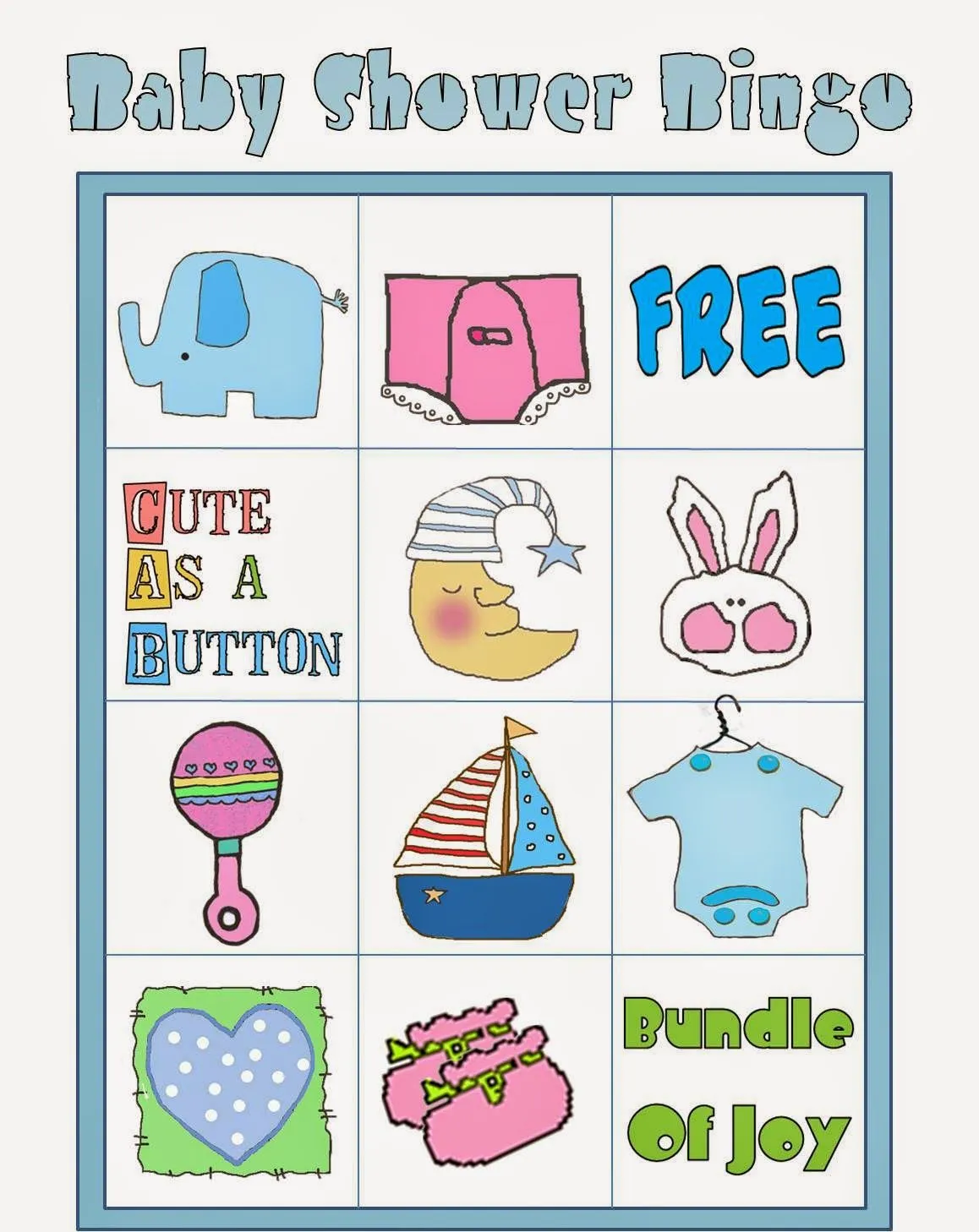 Bingo en Colores para Baby Shower para Imprimir Gratis. - Oh My Bebé!