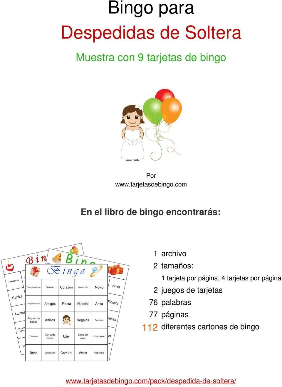 Bingo para Despedidas de Soltera - PDF Descargar libre