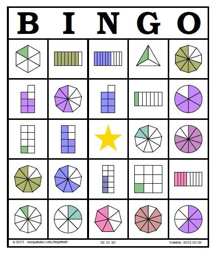 Bingo de fracciones para 3° a 6° de primaria | Material Educativo