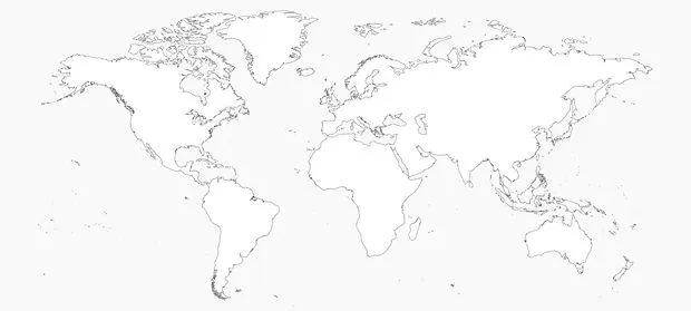 En blanco planisferio, Mapa del Mundo