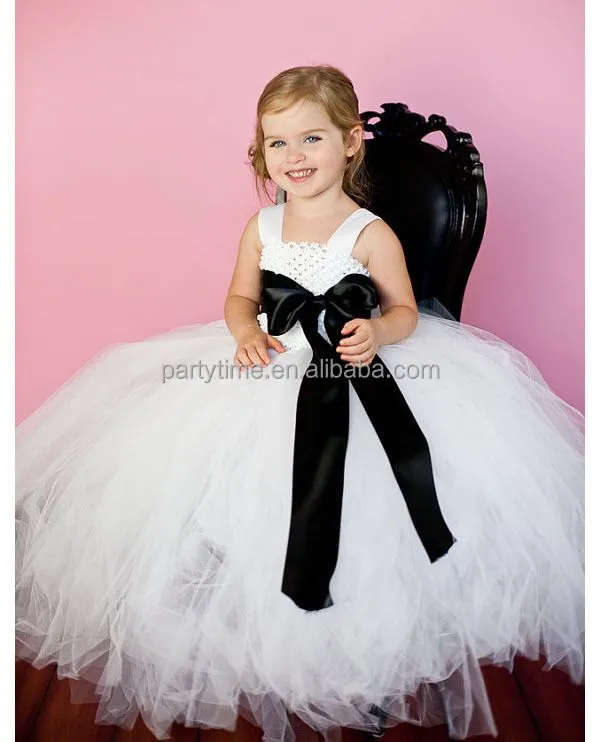 blanco vestido de cumpleaños para niña con forro y negro hoja tutu ...