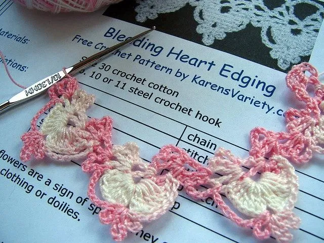 bleeding heart edging, free crochet pattern #crochet ༺✿ƬⱤღ ...